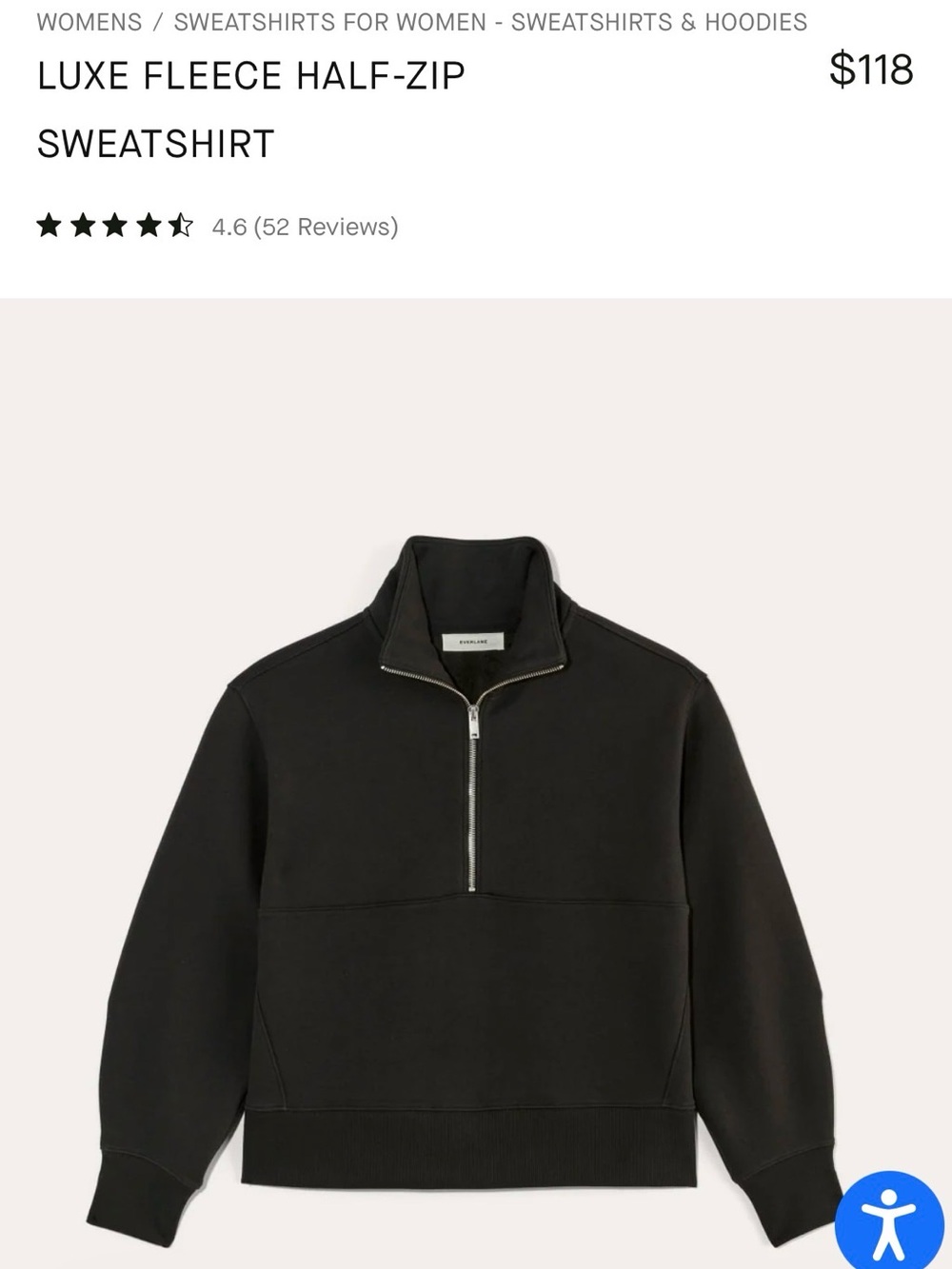 Everlane Fleece Half-Zip Sweatshirt - Black